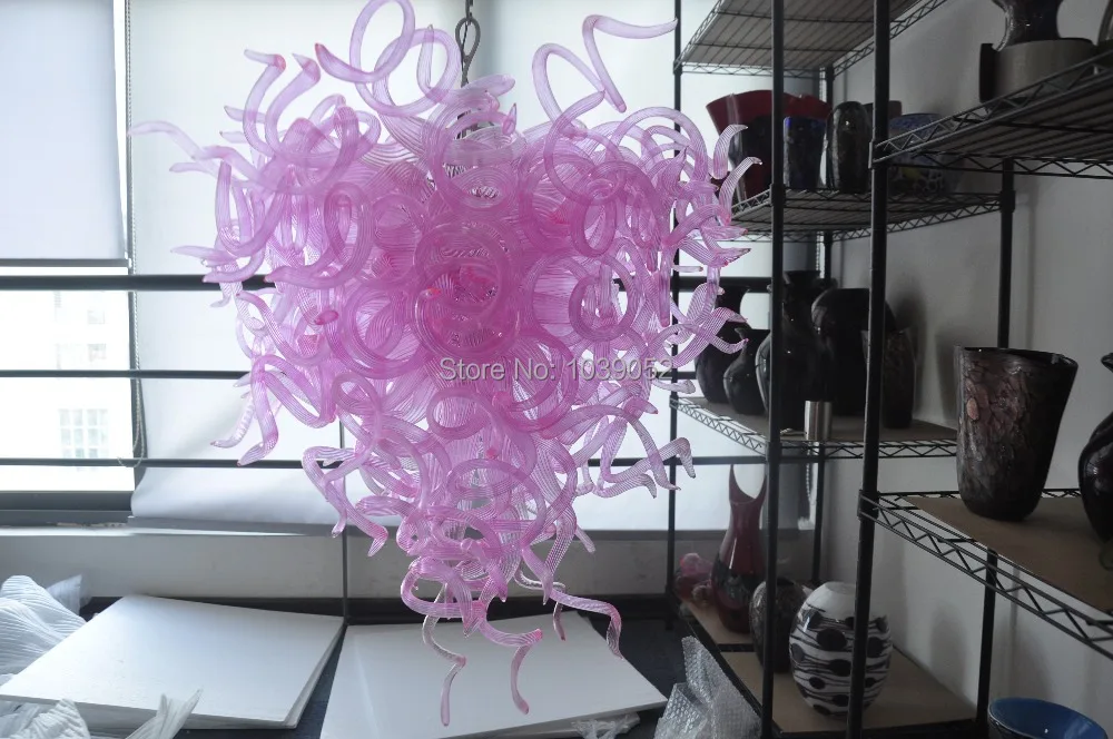 

Bedroom Hand Blown Art Glass Pink Rose Chandelier