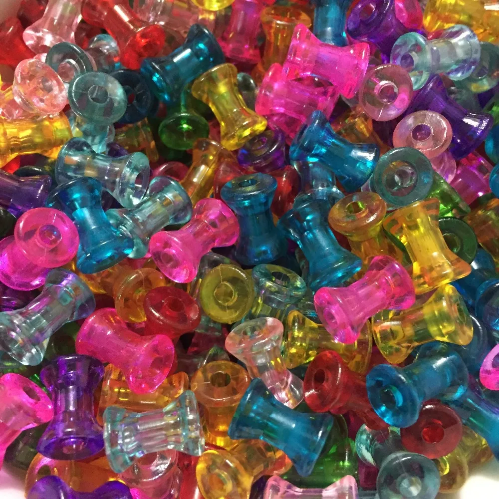 

50pcs 9x12mm Empty Mixed Acrylic Mini Bobbin Spools For Thread Wire Natural Color Needlework Sewing Accessories Bone Beads