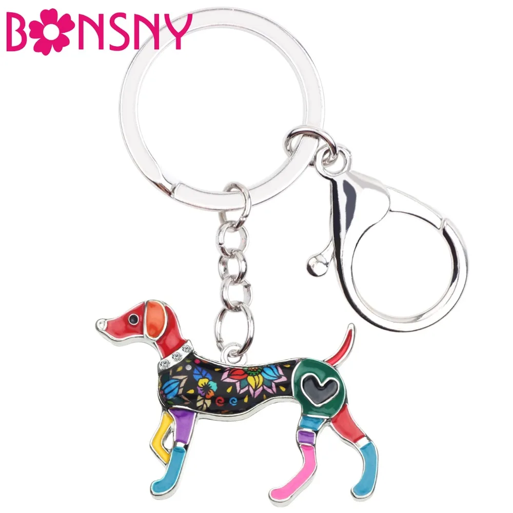 

Bonsny Statement Metal Enamel Whippet Dog Key Chains Keychains Rings Cartoon Animal Jewelry For Women Girls Bag Car Purse Charms