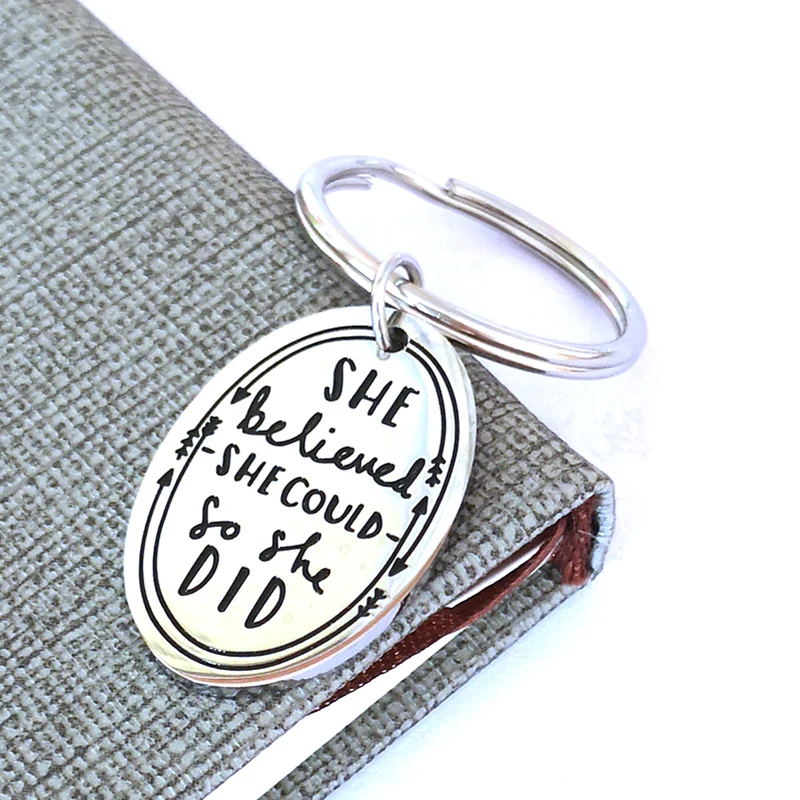 Брелок из нержавеющей стали с текстовым шармом ювелирные изделия высокого