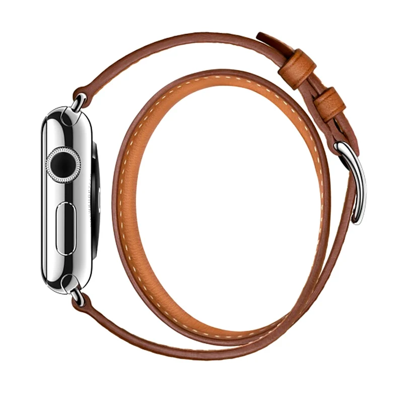 Ремешок для часов с двумя петлями для Apple Watch 1, 2, 3, 4, ремешок 38 мм, 40 мм, 42 мм, 44 мм, ремешок из натуральной кожи в стиле панк для Apple Iwatch