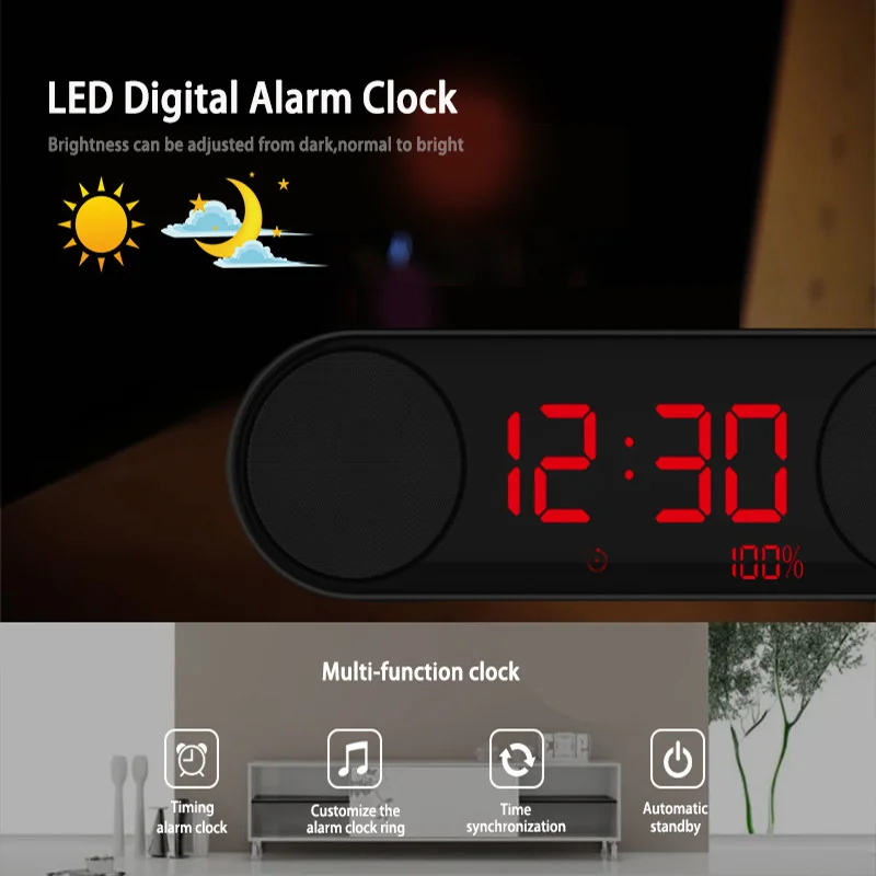 Беспроводной Bluetooth динамик сабвуфер будильник телефон компьютер автомобиль