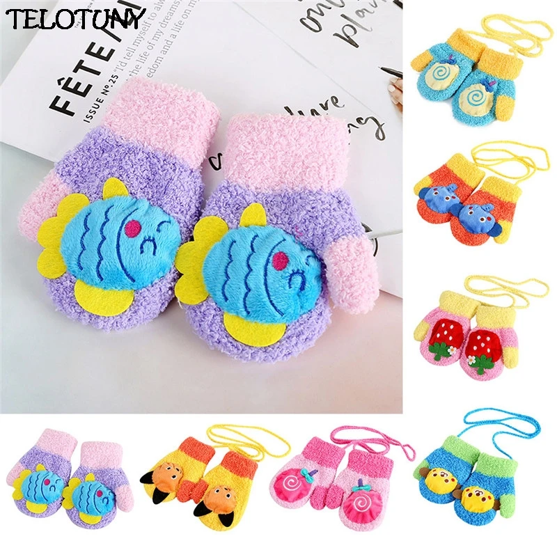 TELOTUNY 2018 FASHION Children Girls Boys Winter Cartoon Animal Patchwork Keep Warm Mittens Gloves IU20 | Детская одежда и обувь