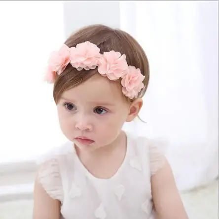 

10pcs 2017 Wholesale Newborn Lace Elastic Hair band Chiffon Five Flowers Headbands Turban Kids Headwear Girls Hair Accessories