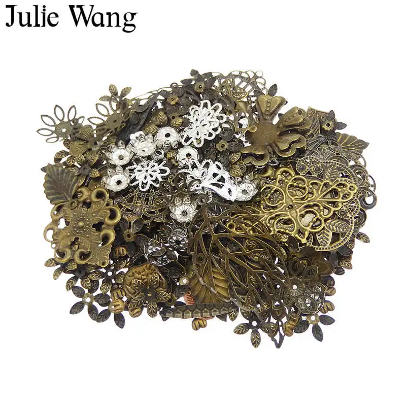 

Julie Wang 50 г/пакет рандомно смешанный ретро лист Цветы Античный цвет винтажный железная искусственная бижутерия принадлежности для изготовле...