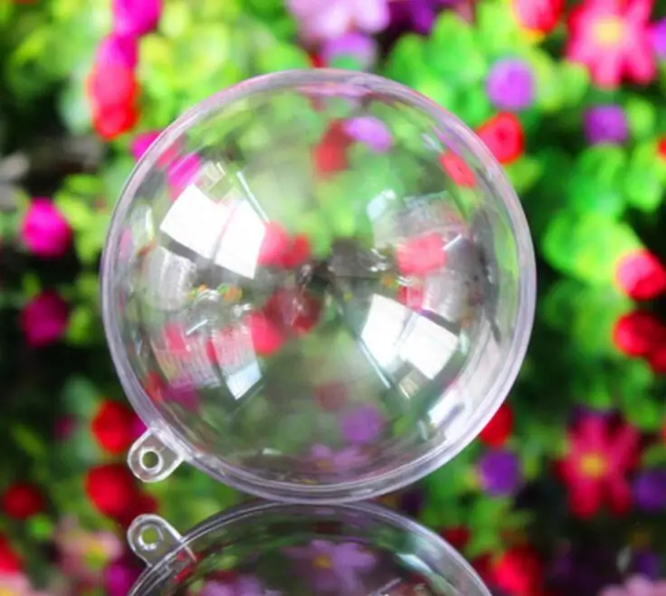 

10pcs Clear Plastic Balls 2 Part Christmas Baubles Romantic Design Christmas Decoration Transparent Ball Bauble Ornament Gift