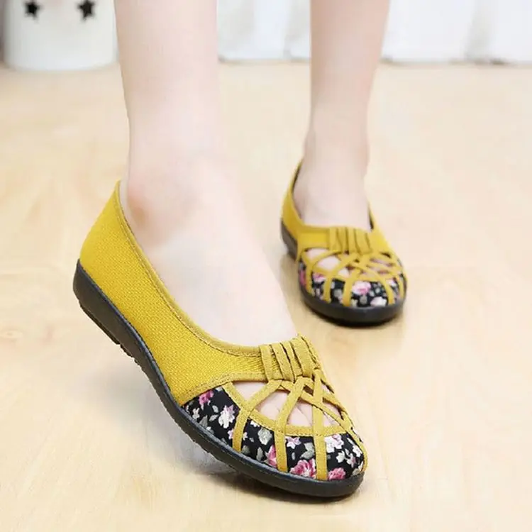 Женские туфли на плоской подошве однотонные туфли-лодочки без застежки дышащие