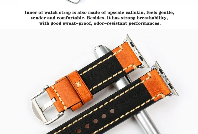 MAIKES кожаные ремешки для часов Apple Watch Band Series 44 мм 40 мм аксессуары для часов Ремешок для часов аpple 42 мм 38 мм iWatch 4 3 2 1