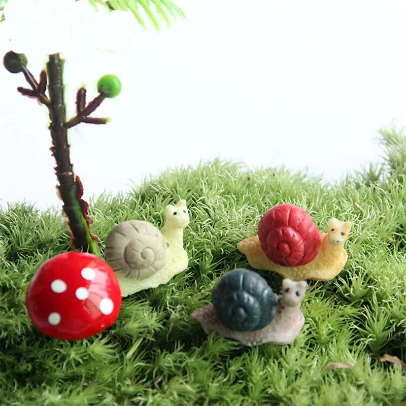 

2Pcs Mini Snail Animal Figurines Resin Miniatures Craft Bonsai Pots Home Fairy Garden Ornament Decoration Terrarium Decor