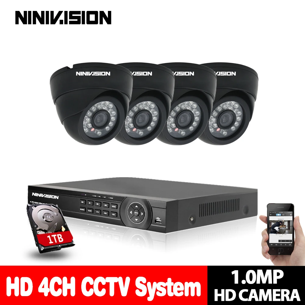 Система видеонаблюдения AHD 1080P 4 канала с ночным видением|dvr wireless camera|dvr camera cardvr