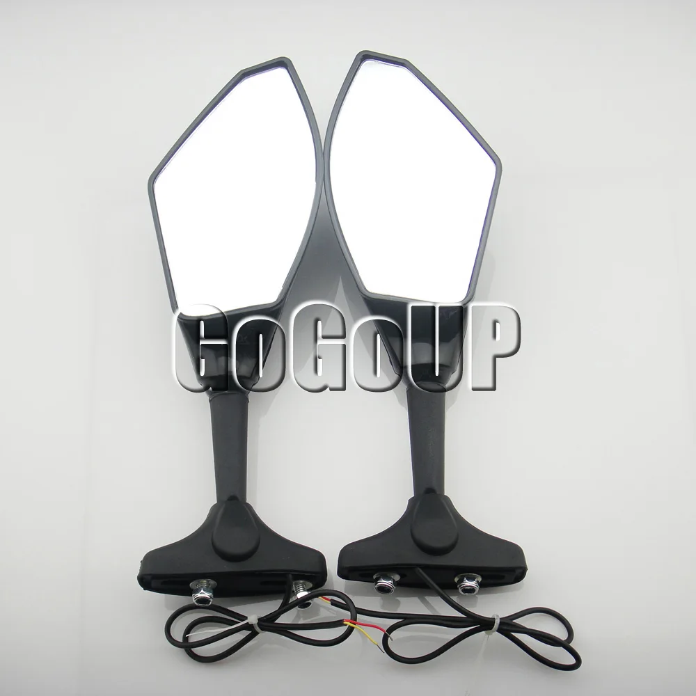 

Motorcycle Rearview Mirrors with Turn Signals LED Lights for Kawasaki ZX6R 2001-2004 Free Shipping