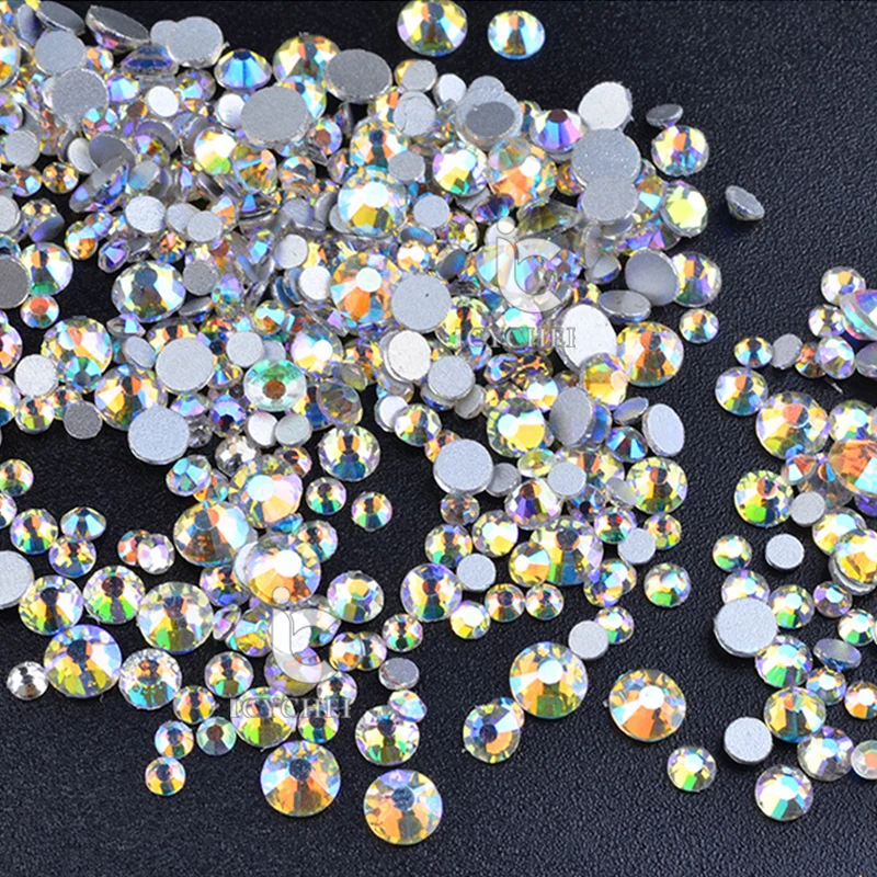 ICYCHEER Spangle AB Nail Crystal Circular Glass Art Rhinestones Stones for 3D Nails Decorations Manicure Tools | Красота и здоровье