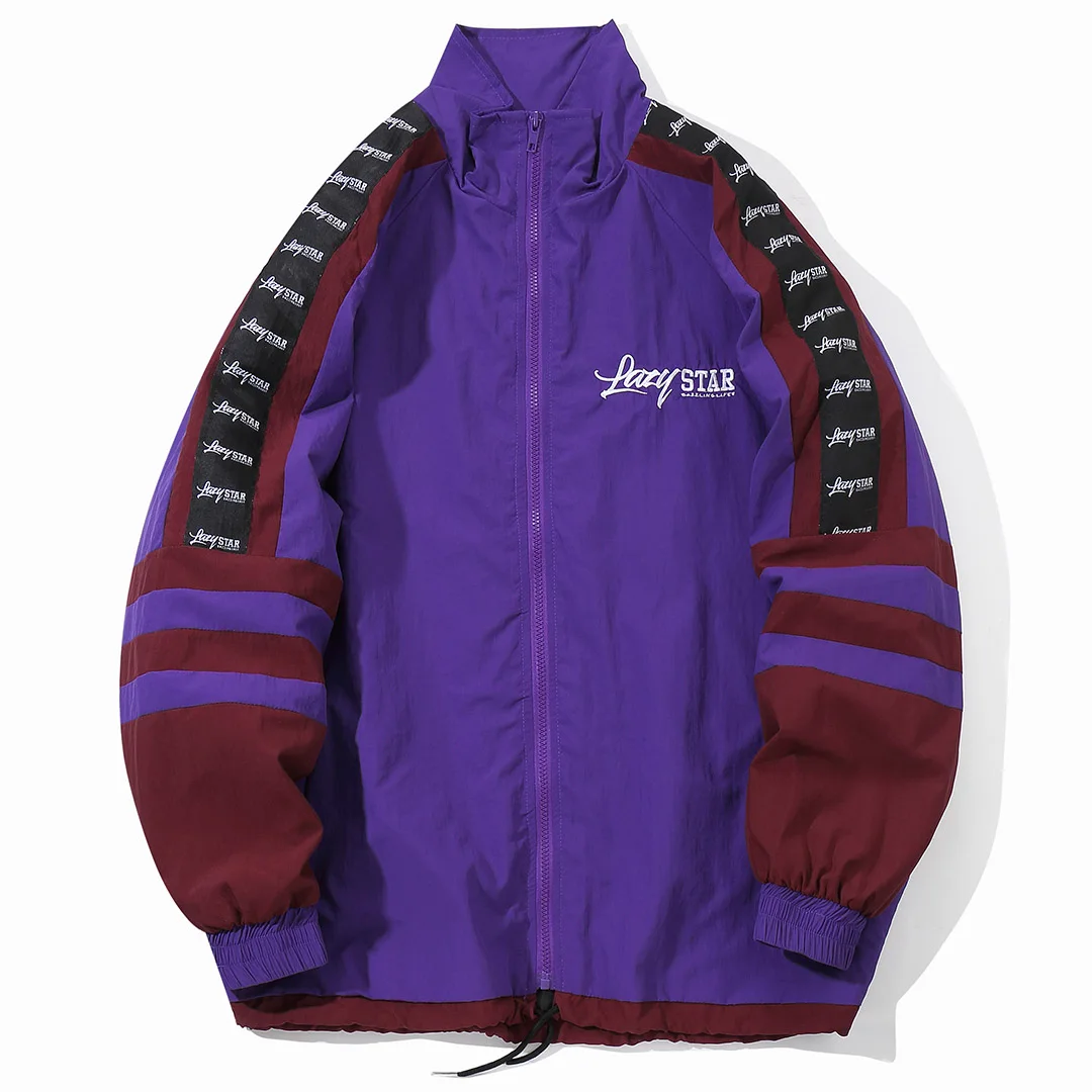 Aelfric хип хоп куртка ветровка в полоску Лоскутная Мужская винтажная Harajuku уличная