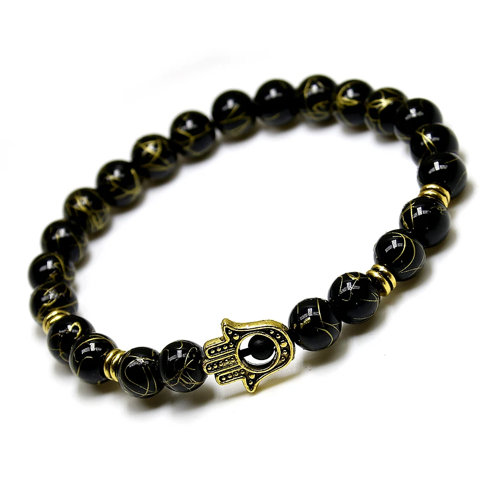 Дизайнерский браслет Удачи пальмовый глаз натуральный камень оникс