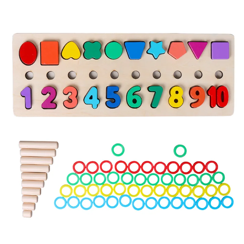 9 styles Children Montessori Math Toys Digital Shape Pairing Learning Preschool Counting Board Kids Educational Wooden gift | Игрушки и