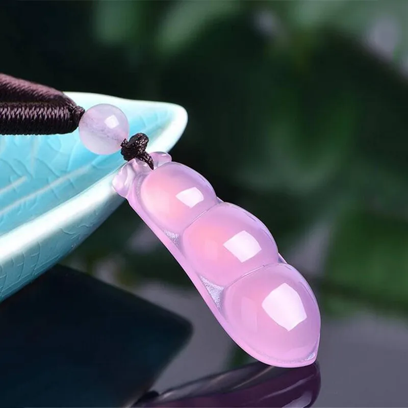 

Подвеска из натурального цветного халцедона, розовая и желтая подвеска с зеленой фасолью, модные украшения «сделай сам»