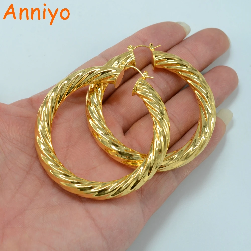 Anniyo (1 пара) 5 см 6 7 8 африканские большие серьги для женщин круглые латунные витые