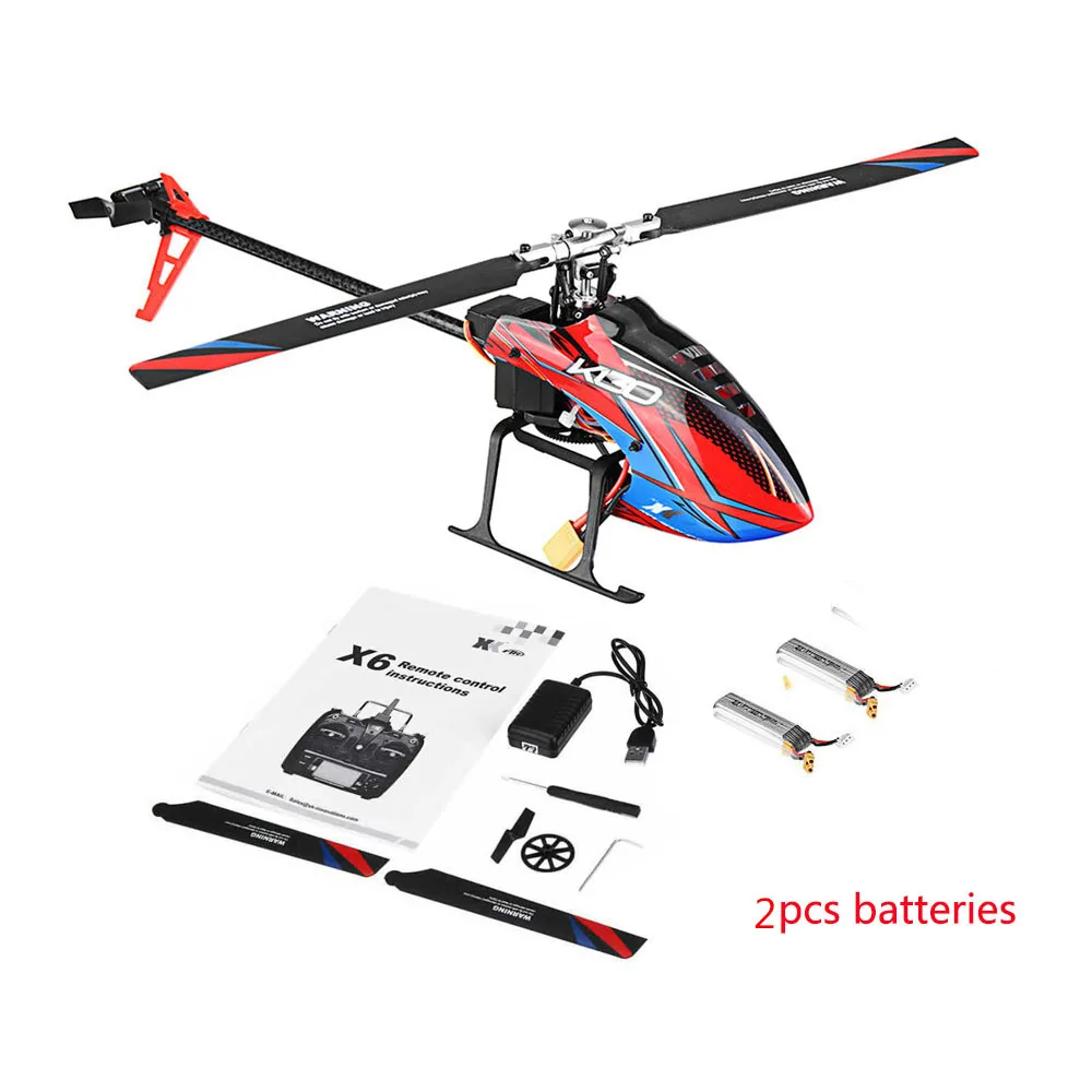 2pcs Battery Version Wltoys XK K130-B 2,4G 6CH бесщеточный 3D 6G бесщеточный БНФ Радиоуправляемый вертолет Супер совместимый для FUTABA S-FHSSRTF без передатчика - Цвет: 2pcs Battery Version