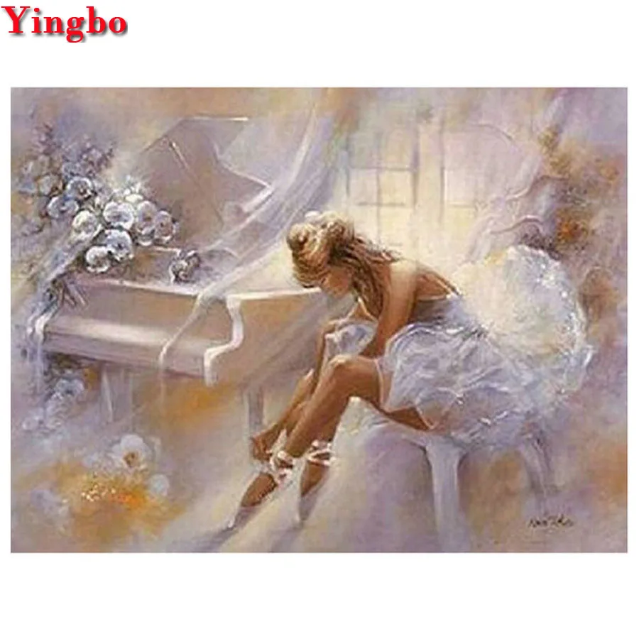 5d алмазная живопись сделай сам балерина пианино полноразмерная круглая