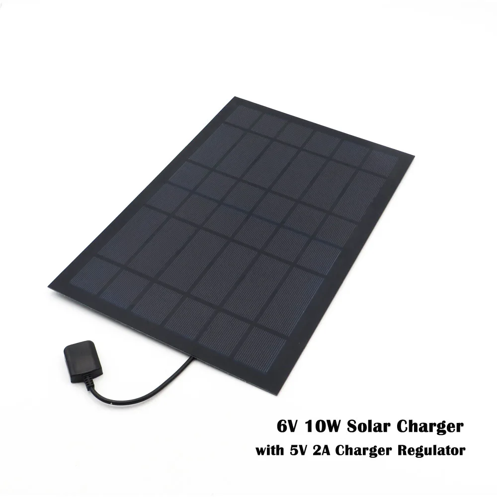 6V 10W Solar Charger 5V 2A контроллер солнечного зарядного устройства с Светодиодный индикатор USB зарядка регулятор солнечные панели Защитная пленка для экрана телефона с уровнем твердости 9 В/12 В/15 Вт/18 V - Цвет: 6V 10W Solar Charger