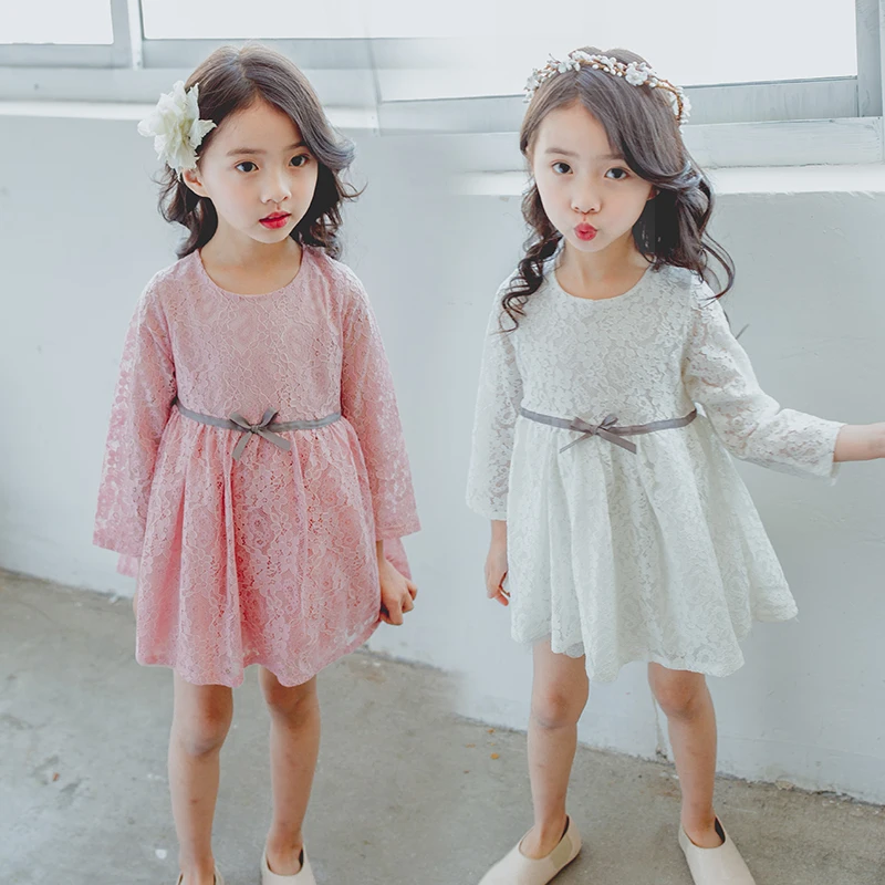 Новые модные весна-осень От 2 до 8 лет Детская одежда кружевное платье для девочек