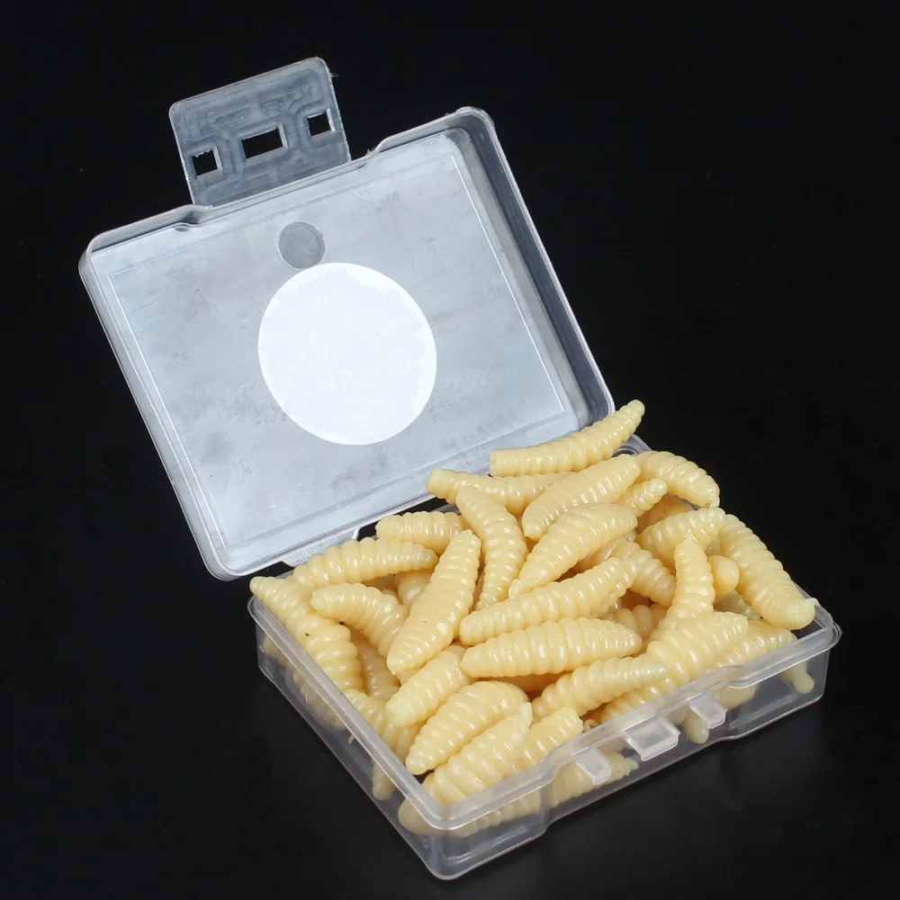 Anmuka 50pcs/box 2cm Pole Bait Fishing Lure Soft Bread Bug Bionic Grubs Trout Tackle | Спорт и развлечения