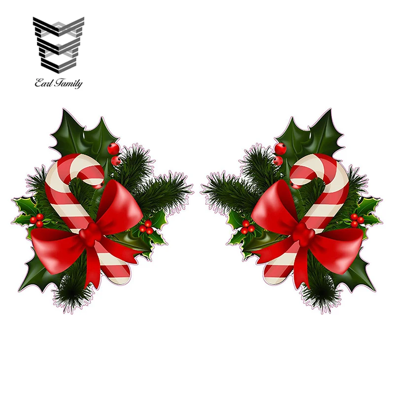 

EARLFAMILY 13 см x 7,2 см рождественские конфеты тростник с омелы правый левый настенный Декор виниловые наклейки «сделай сам» водонепроницаемые а...