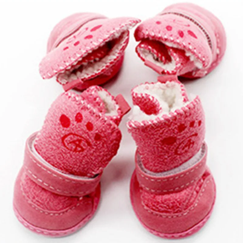 pink Ультразвуковая модная обувь для домашних животных для собак кошек зимние противоскользящие ботинки для маленьких собак Йоркширские зимние сапоги Чихуахуа запасы обуви - Цвет: pink