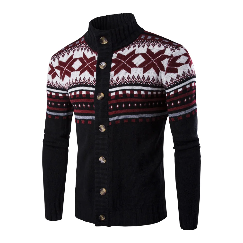 

Loldeal Men Sueter Hombre Sweater Men Fashion Autumn Winter Snowflake Thick Warm Knitwear Cardigan Men Size 2XL