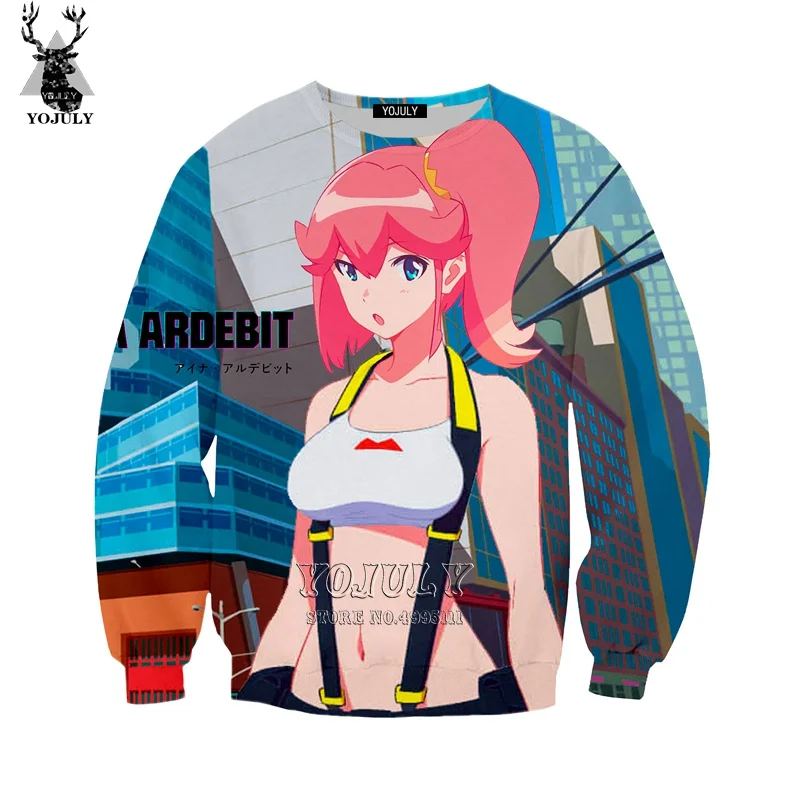 Yojuly 3d печати Для женщин Для мужчин аниме promare Толстовка Harajuku Осень толстовки Повседневное с О-образным вырезом с длинным рукавом Уличная A530
