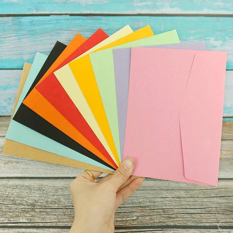 

50pcs Colorful Envelopes 12.5x17cm 10 Candy Colors Envelopes Party Paper Gift Packaging Bag For Guests Birthday Wedding Supplies