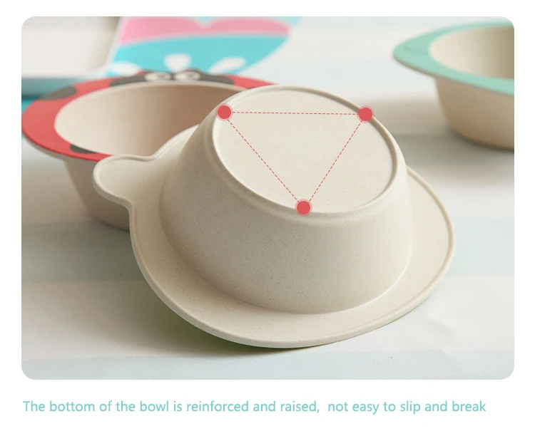 Qshare Bamboo Baby для кормления плиты чаша из волокна милые дети мультфильм блюда посуда для Портативный детская тарелка посуда
