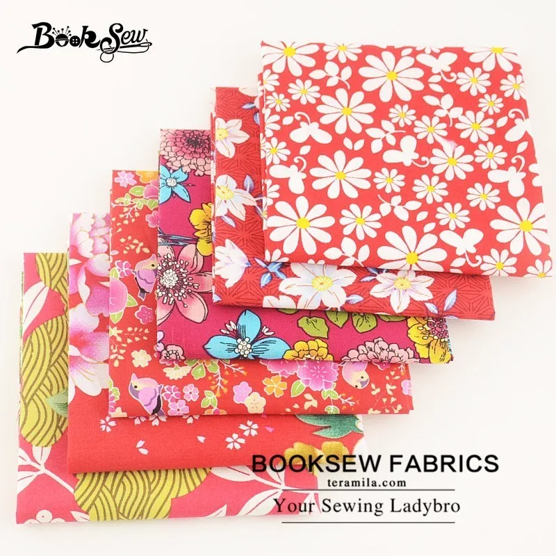 Booksew 100% хлопчатобумажная Поплиновая ткань серия цветов дизайн 6 шт./лот красная