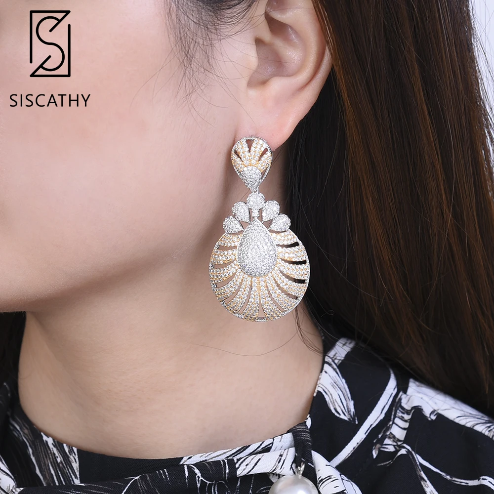 Женские классические серьги Siscathy большие серьги-капельки с фианитом размер 34*62