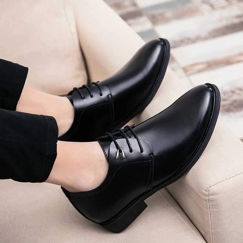 Men's Quality Leather Shoes Social Top Head Autumn Office lace up Soft Man Dress business wedding party l5 | Обувь