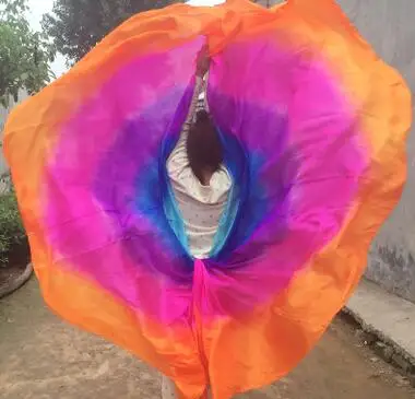 Профессиональная полукруглая шелковая Фата для танца живота с градиентом цвета