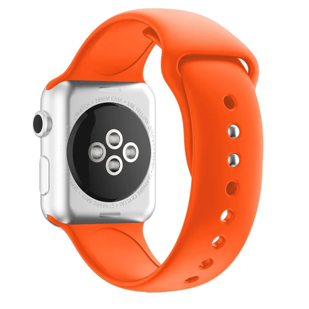 orange Мягкий силиконовый спортивный ремешок для Apple Watch 5, 4, 3, 2, 1, 38 мм, 42 мм, резиновый ремешок для часов iWatch серии 4/5, 40 мм, 44 мм, ремешок - Цвет ремешка: orange