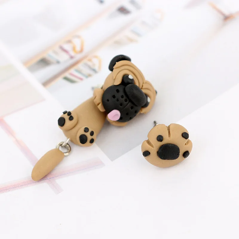 Глины ручной работы belldog милые животные серьги кулон Мягкий щенок стерео |