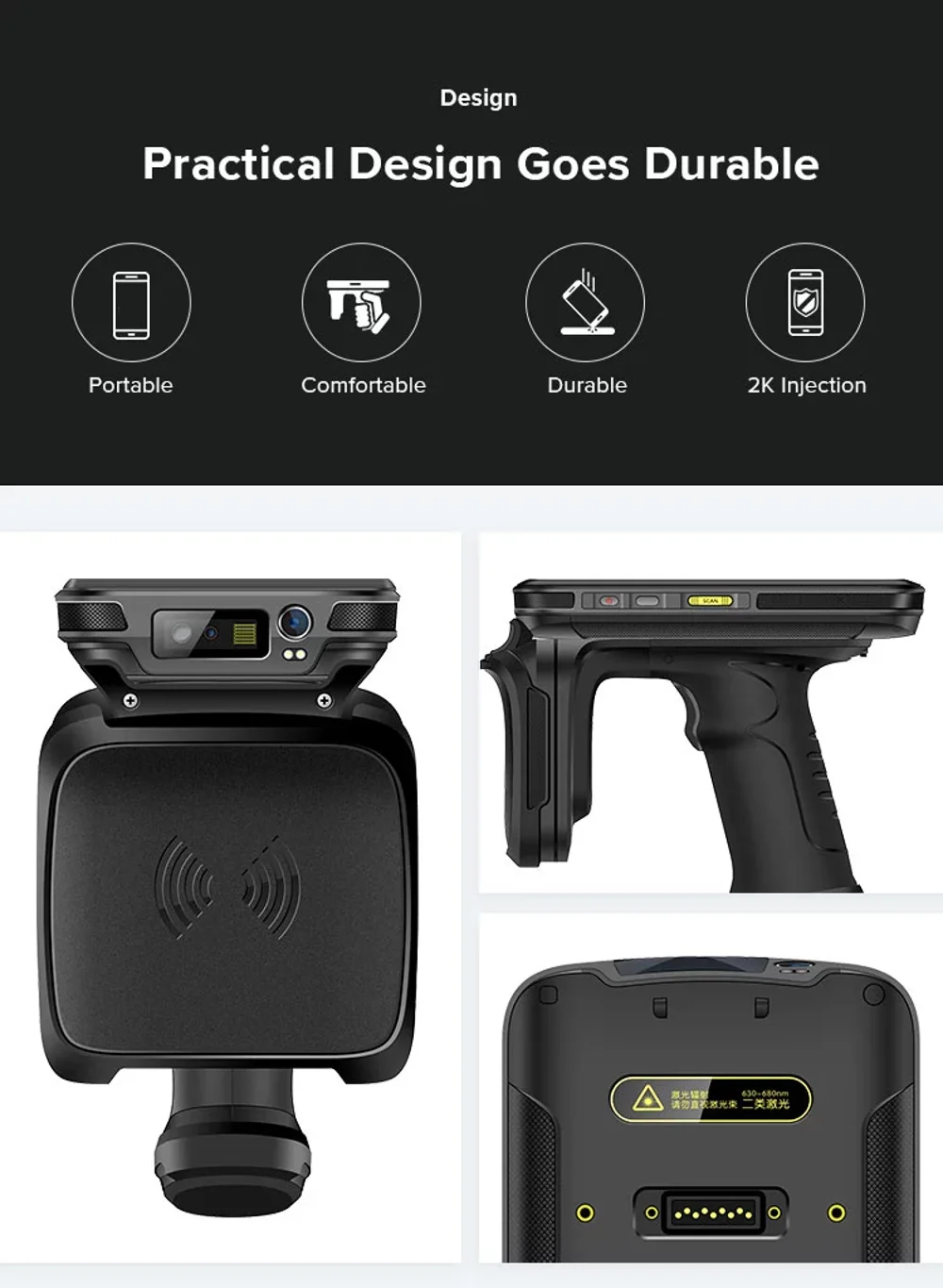 5,2 дюймов 2G ram 16G rom память ручной UHF RFID считыватель длинный диапазон IP65 с 2D сканер штрих-кода Android 6 PDF417 сканер штрих-кода
