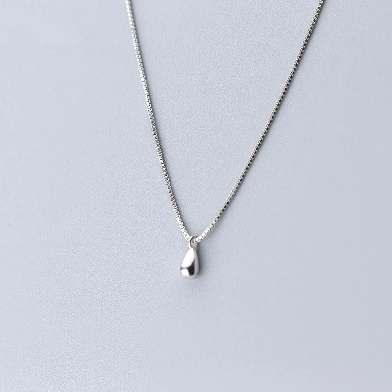 Минимализм Tinny Small Настоящее серебро 925 ювелирные украшения овальная капелька подвеска в виде слезы Цепочки и ожерелья GTLX1850