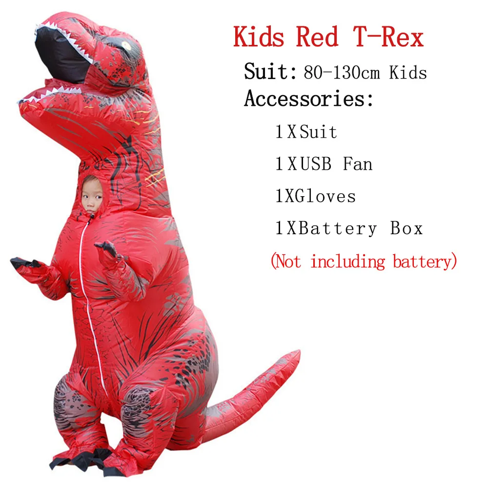 Kids-Red T-REX талисман надувной костюм на День Благодарения Рождество взрослых детей Аниме Косплей динозавр животных комбинезон подарок Disfraz - Цвет: Kids-Red