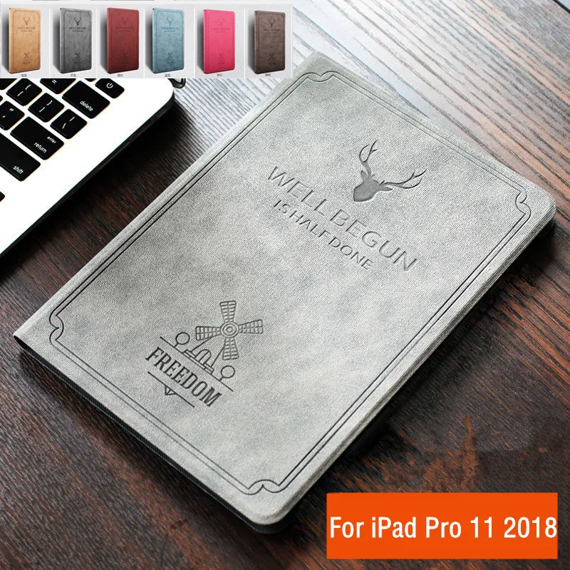 Для iPad Pro 11 чехол Ультратонкий кожаный магнитный с рисунком оленя для дюймов 2018
