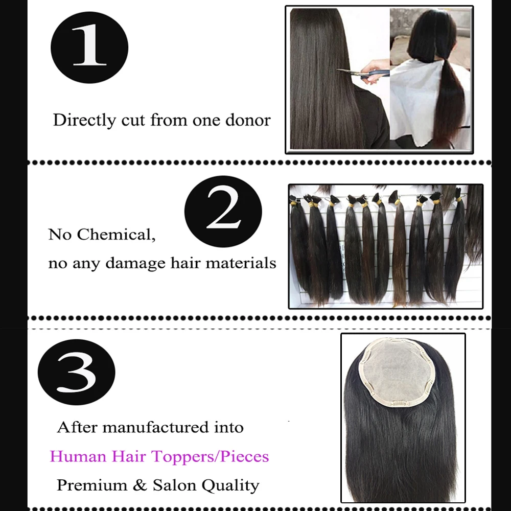 Topper Hair 130% Density Clip In Toupee Hair For Women Human Hair Toupee Virgin Hair 6*7 Silk Base Natural Color Showcoco