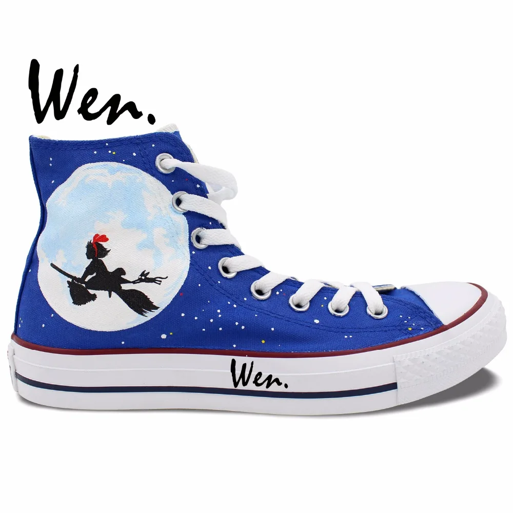 

Wen Hand Painted Canvas Shoes Design Custom Anime Kiki's Delivery Service High Top Blue Men Women's Canvas Sneakers