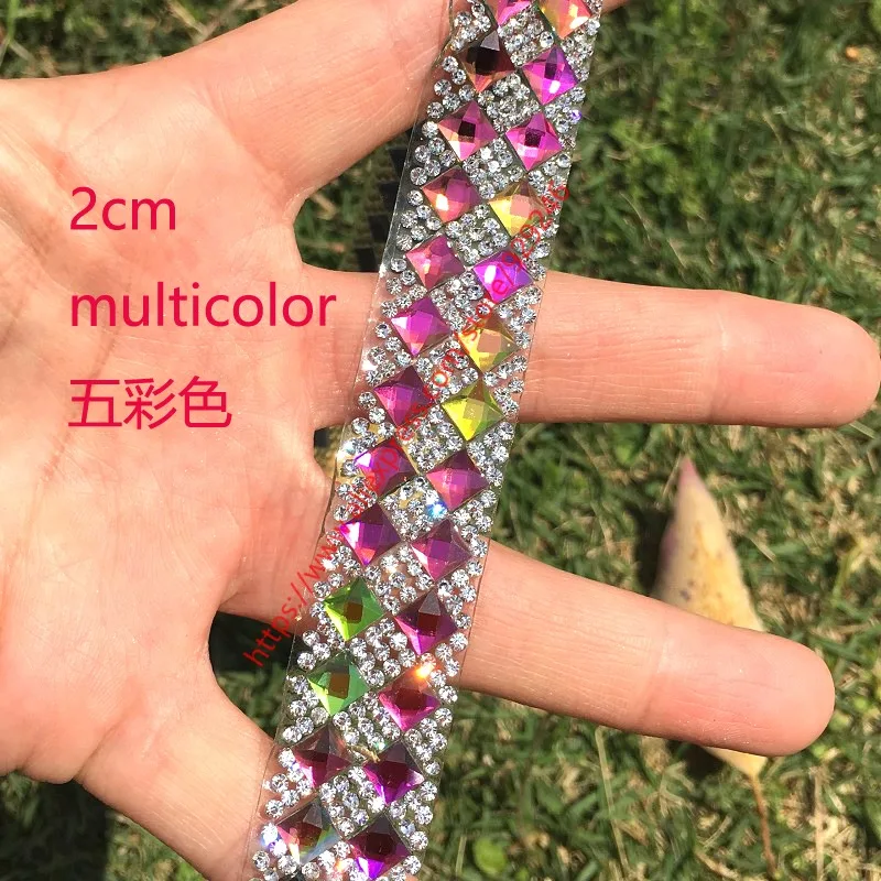 2 meters/pack красочные квадратные стеклянные хрустальные стразы цепи Стразы с прямой