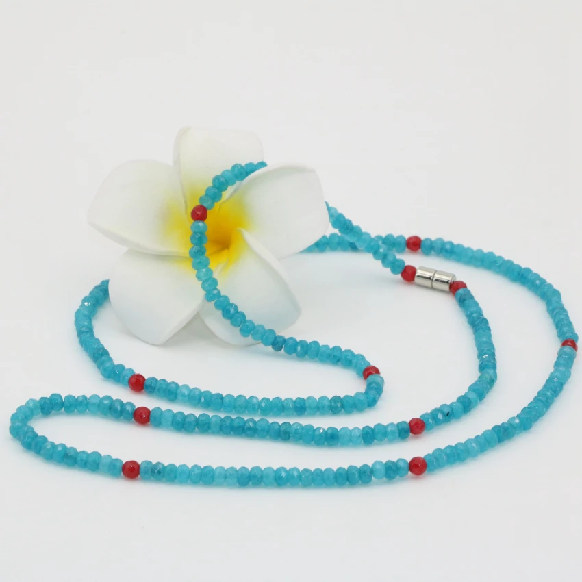 New long multilayer magnetic clasp exquisite faceted abacus 22*4mm jades blue stone chalcedony 4 rows bracelets jewelry B2772|bracelet