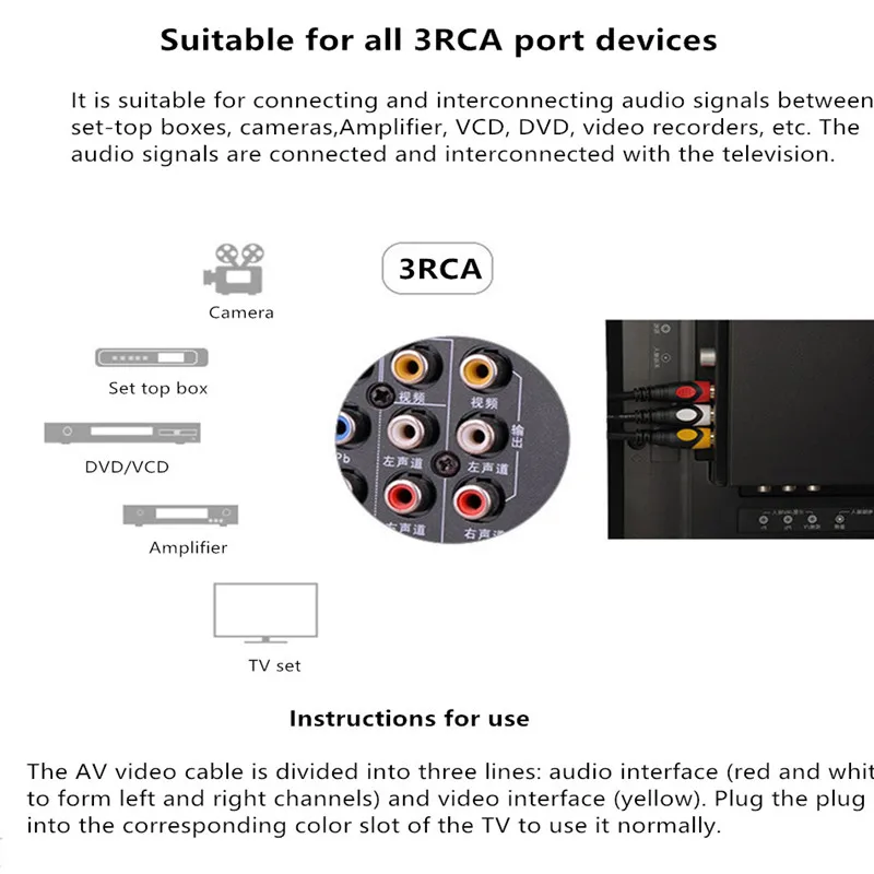 RCA кабель 3RCA папа Аудио Видео AV для DVD VCD ТВ усилитель проектор позолоченный штекер