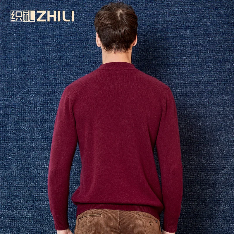 Мужской кашемировый свитер с круглым вырезом плотный Новый Зимний деловой