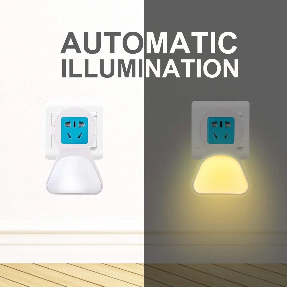 2019 Новый Интеллектуальный ночник с розеткой белый теплый свет переключаемый