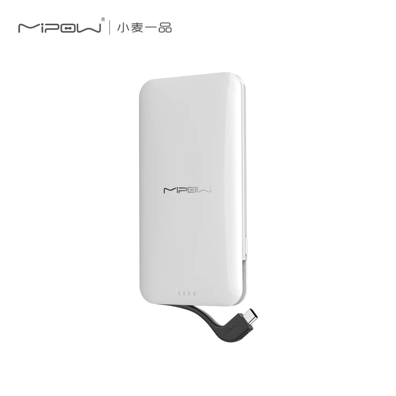 Внешний аккумулятор MIPOW 5000 мАч Встроенный кабель Type C порт USB 2 4 А двойная быстрая